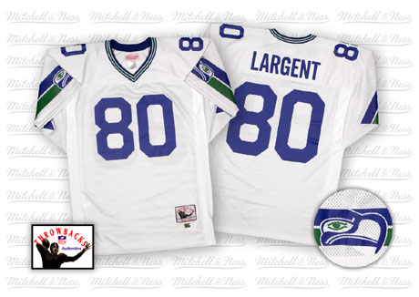 Men's Authentic Steve Largent Mitchell and Ness Jersey White Road - #80 Throwback NFL Seattle Seahawks